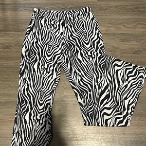 zebra print flare pants